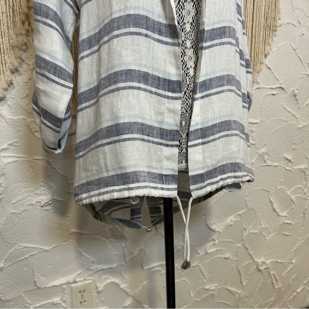 Charlie B 100% linen Hooded Duster With Roll Up Sleeve Women’s size Small - Picture 7 of 12